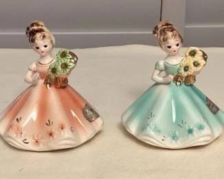 MHH031 Four Vintage Josef Originals Porcelain Birthstone Girl Figurines