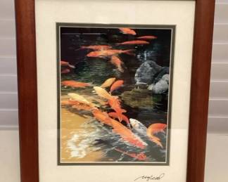 MHH084 Koa Framed Picture Print Of Koi Fish By Gary Reed