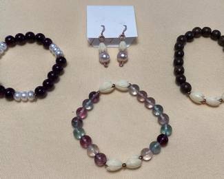MHH056 Carved Pikake Flower Bead Bracelets & Earrings & More!