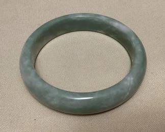 MHH170 Green & White Jade Bangle Bracelet New