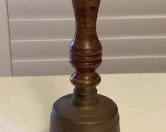 MHH082 Large Brass “Jerusalem” Wooden Handled Bell