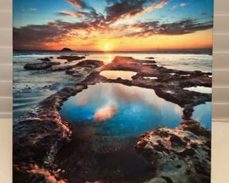 MHH085 Lighted Art Photo Of Tide Pools On Canvas New