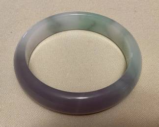 MHH166 Lavender Green & White Jade Bangle Bracelet New