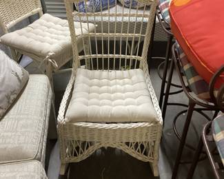 Antique wick rocker with coil springs