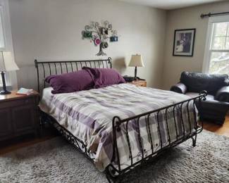 Leather chair , end tables 