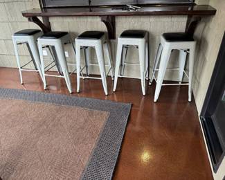 Metal and Padded Stools,  Area Rug 