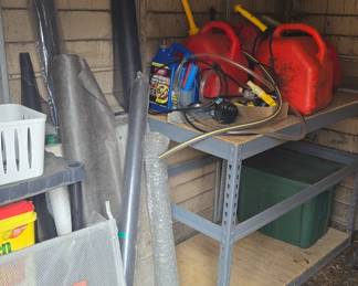 Gas cans, tools