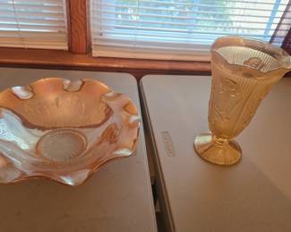 Iris & Herringbone Carnival Glass