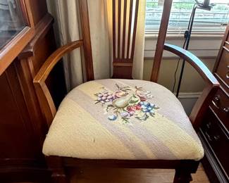 Antique JB Van Sciver Victorian Mahogany Needlepoint Parlor Chair