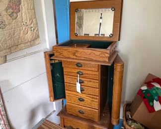 Powell Woodland Oak Jewelry Armoire with Mirror