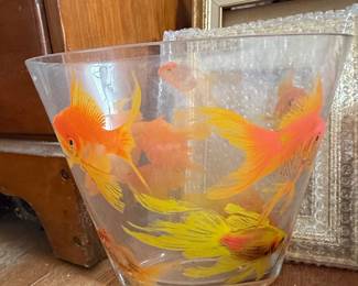Glass Vase with Decorative Goldfish