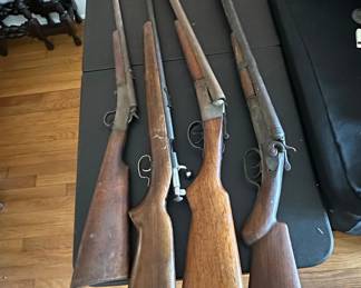 Collection of Four Vintage Shotguns: Two Double-Barreled, Two Single-Barreled
