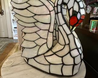 Tiffany Style Stained Glass Swan Lamp