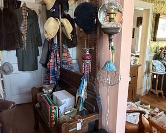 Victorian Oak Hall Tree with Mirror