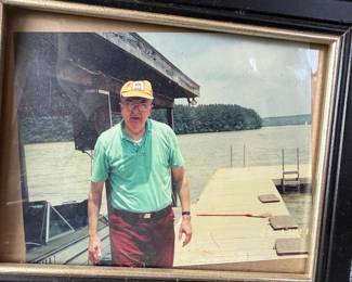 Framed Photograph of a Man on a Dock