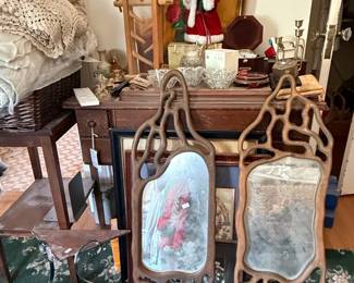 Art Nouveau Style Cast Iron Mirrors (Pair)