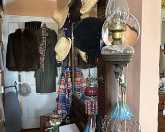 Victorian Hanging Oil Lamp with Decorative Elements