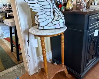 Stained Glass Swan Lamp with J.L.T. Mark