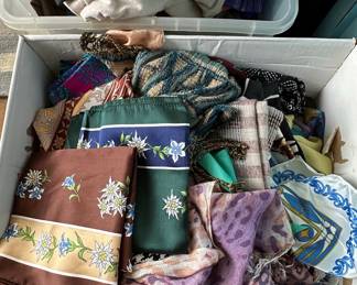 Assorted Silk Scarves including Edelweiss and Floral Patterns