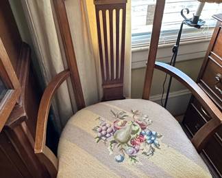 Victorian Style Armchair with Needlepoint Seat