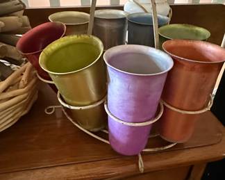 Vintage Anodized Aluminum Tumbler Set with Caddy