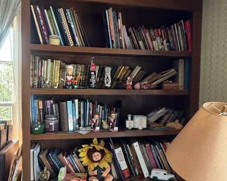 Vintage Bookshelf with Assorted Collectibles