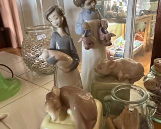 Nao by Lladro Porcelain Figurines - Girl with Pigs and Deer
