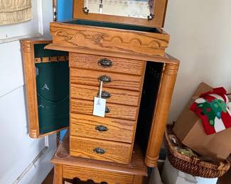 Powell Woodland Oak Jewelry Armoire with Mirror