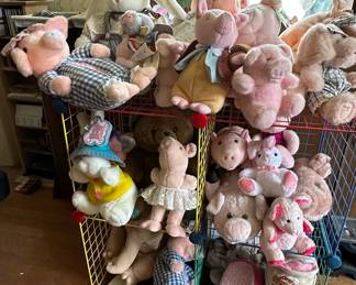 Assorted Plush Toys and Fisher-Price Piggy Bank