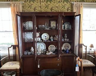 Antique Mahogany China Cabinet with Glass Doors
