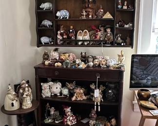 Assorted Ceramic Figurines including Pigs, Snowmen, and Dolls