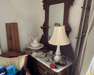 Victorian Walnut Dresser with Mirror