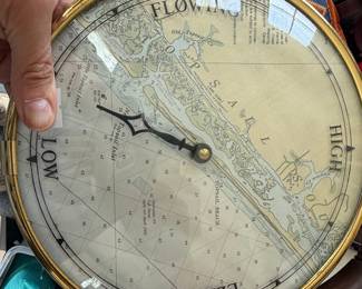 Tidal Clock with Nautical Chart of Topsail Beach, NC
