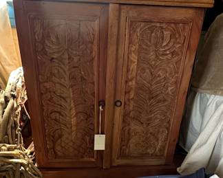 Hand Carved Solid Suar Wood Cabinet