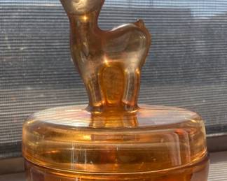Powder jar with deer