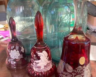 Blue canning jars - Fenton, etc. bells