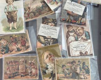 Victorian trade cards from a scrapbook dated 1878