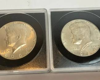1964 Pair Of Kennedy Half Dollars 