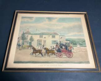 Framed Antique Coaching Scene Print A View on the Highgate Road