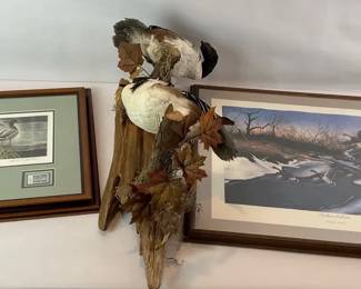 Two Birds And Fowl Prints With Duck Hanging Decor 