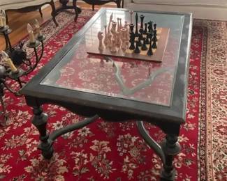 Glass Table With Chess Set