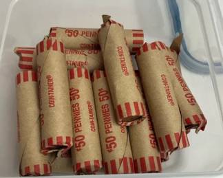 16 Rolls Of Pennies Weigh 5 Pounds