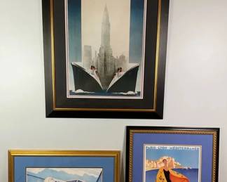 Framed VintageStyle Travel and Automotive Art Prints