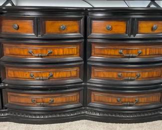 FD Home TwoTone Dresser with Curved Drawers and Carved Details