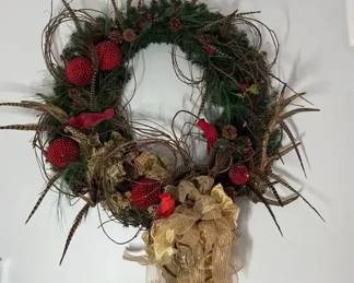 Holiday Wreath With Antlers Feathers