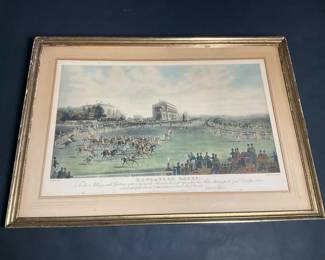 Framed Antique Horse Racing Print Doncaster Races  Great St. Ledger Stakes