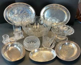 Vintage Pressed Glass and SilverTone Serving Assortment