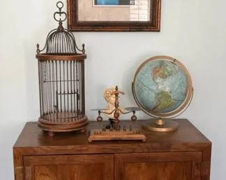 Vintage Wood Storage Cabinet Brass Hardware And Decor 