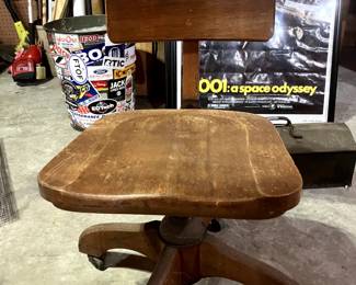 Antique Oak Roller Desk Chair $100
