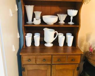 Maple Hutch, Milk Glass 